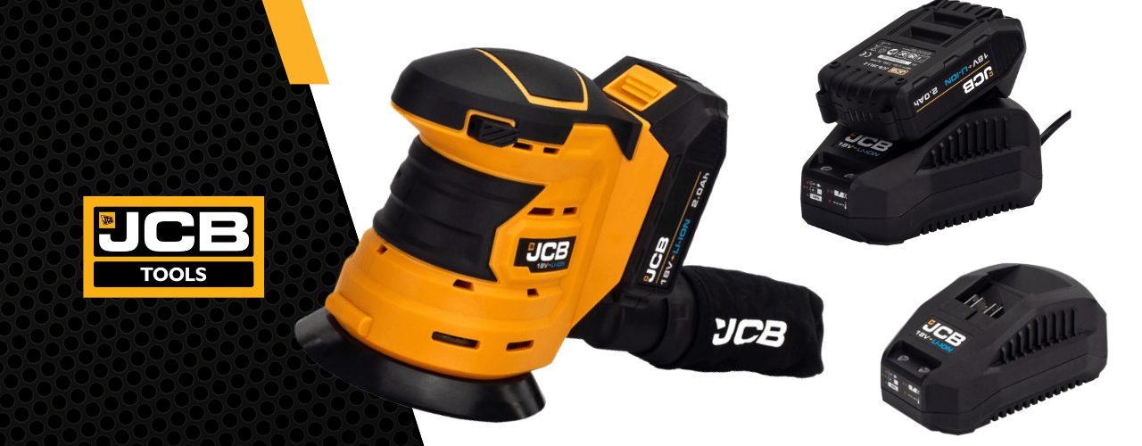 JCB 18V ORBITAL SANDER, 2AH BATTERY AND CHARGER | 21-18OS-2X